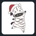 Zebra Christmas Zebras Winter Animals Quadratischer Aufkleber<br><div class="desc">Der Zebra für Weihnachten mit Feenlicht. Hübsche Tiere mit Geschenken und Schnee für den Urlaub. Auch zu Weihnachten im Juli lustig. Zebras sind niedliche Tiere und perfekt zu Weihnachten.</div>