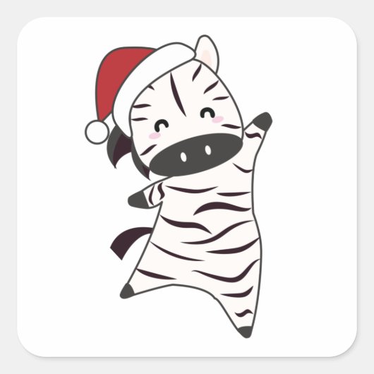 Zebra Christmas Zebras Winter Animals Quadratischer Aufkleber (Vorderseite)