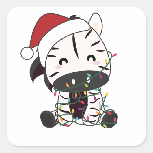 Zebra Christmas Zebras Winter Animals Quadratischer Aufkleber (Vorderseite)