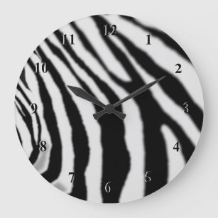 Zebra Clock Black and White Zebras Stripes Design Große Wanduhr