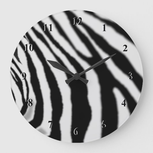 Zebra Clock Black and White Zebras Stripes Design Große Wanduhr (Vorderseite)