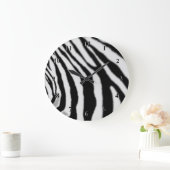 Zebra Clock Black and White Zebras Stripes Design Große Wanduhr (Zuhause)
