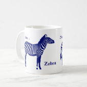 Zebra -Cobalt Blau und Weiß Kaffeetasse (Vorderseite Links)