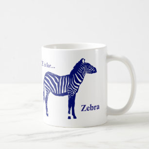 Zebra -Cobalt Blau und Weiß Kaffeetasse