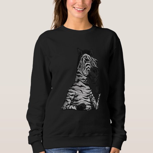 Zebra Coffee Drink White Sweatshirt (Vorderseite)