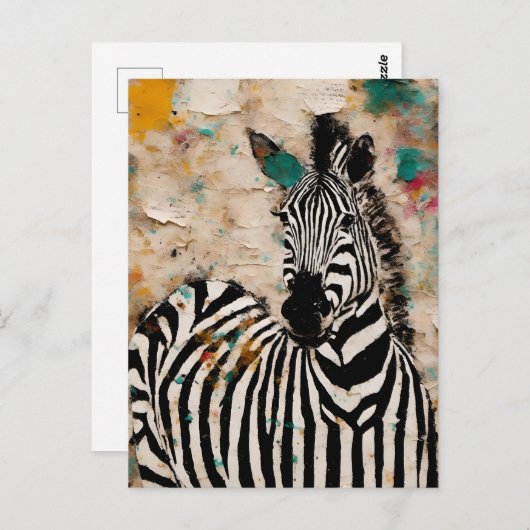 Zebra Collage Postkarte (Vorne/Hinten)