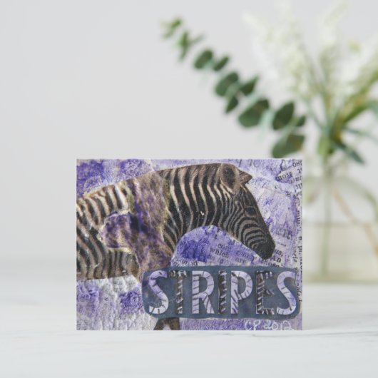 Zebra Collage Postkarte (Stehend Vorderseite)