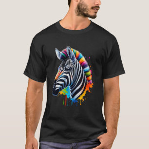 Zebra Colorful Artwork Niedlich Zebra Watercolor T-Shirt