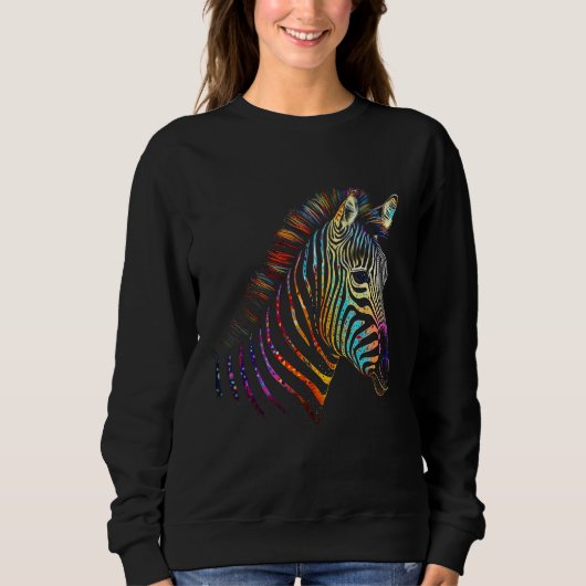 Zebra Colourful  Animal Zoo Animal Sweatshirt (Vorderseite)