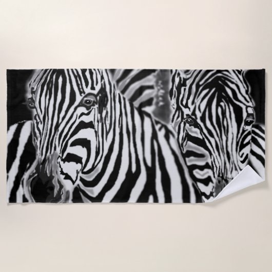 Zebra Couple Beach Handtuch Schwarz-weiß Streifen (Vorderseite)