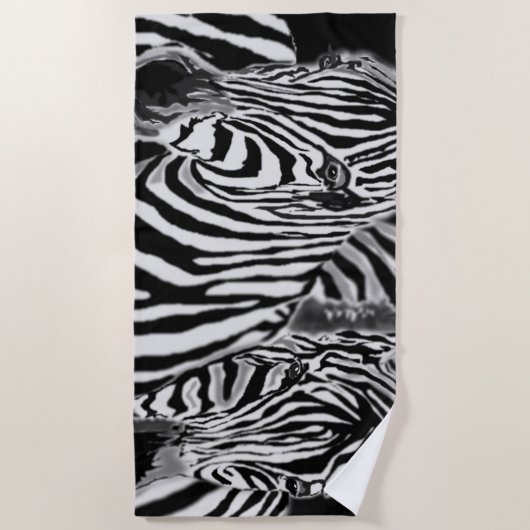 Zebra Couple Beach Handtuch Schwarz-weiß Streifen (Vorderseite)