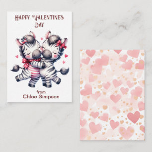 Zebra Couple Kid's Valentine Classroom Party Mitteilungskarte