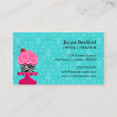 Zebra Cupcake Turquoise Damask Bäckerei Visitenkarte (Rückseite)