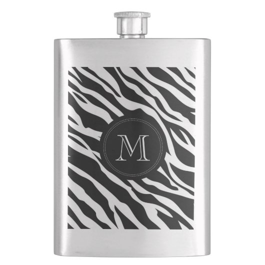 Zebra| Custom Monogramm Flasche Flachmann (Vorderseite)