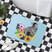 Zebra Daisies Blue Badematte