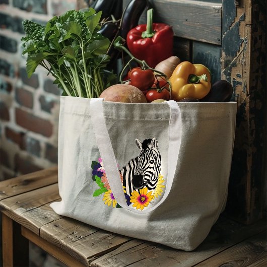 Zebra Daisies Blue Jumbo Stoffbeutel