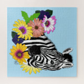 Zebra Daisies Blue Puzzle (Horizontal)