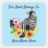 Zebra Daisies Blue Quadratischer Aufkleber (Vorderseite)