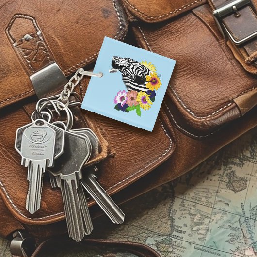 Zebra Daisies Blue Schlüsselanhänger