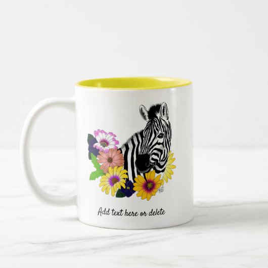 Zebra Daisies Blue Zweifarbige Tasse (Links)