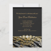 Zebra Damask Gold Schwarzer Wald Beige Elegantes P Einladung (Rückseite)