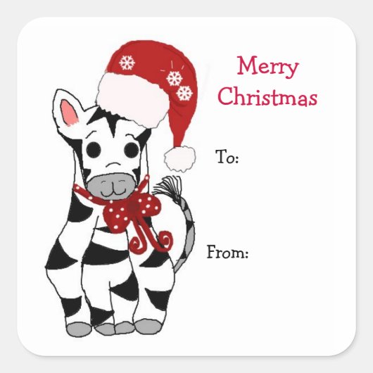 Zebra Decked Out für Urlaub Quadratischer Aufkleber (Vorderseite)