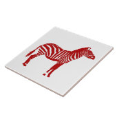 Zebra - Deep Red und White Fliese (Seite)