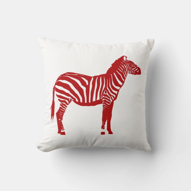 Zebra - Deep Red und White Kissen (Vorderseite)