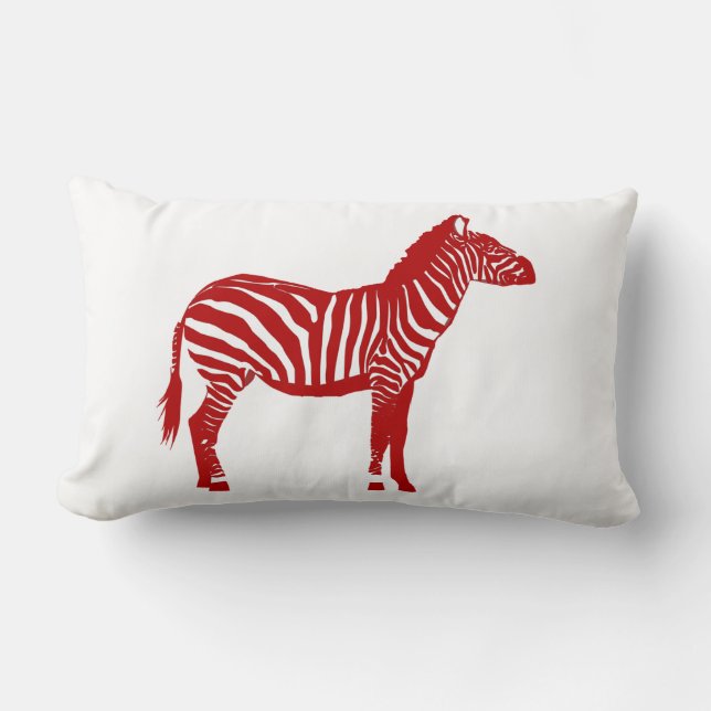 Zebra - Deep Red und White Lendenkissen (Vorderseite)