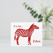 Zebra - Deep Red und White Postkarte (Stehend Vorderseite)