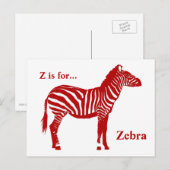 Zebra - Deep Red und White Postkarte (Vorne/Hinten)