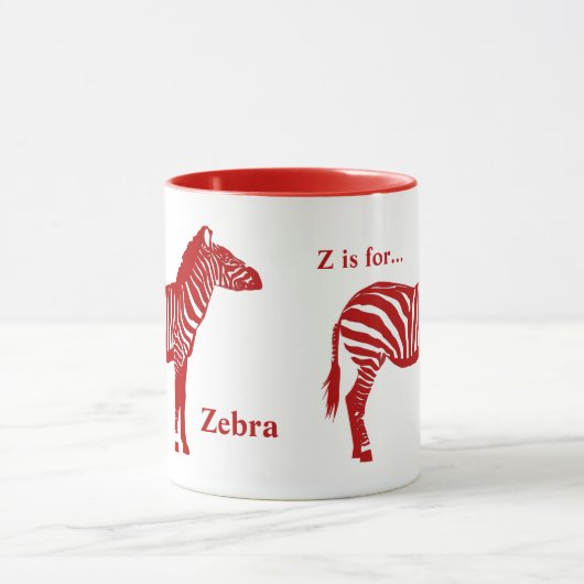 Zebra - Deep Red und White Tasse (Zentrum)
