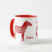 Zebra - Deep Red und White Tasse (Vorderseite Links)