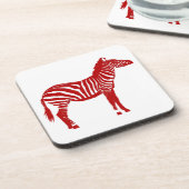 Zebra - Deep Red und White Untersetzer (Linke Seite)