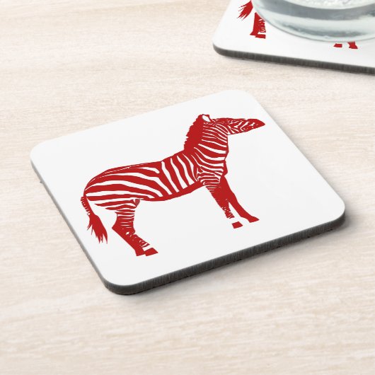Zebra - Deep Red und White Untersetzer (Linke Seite)