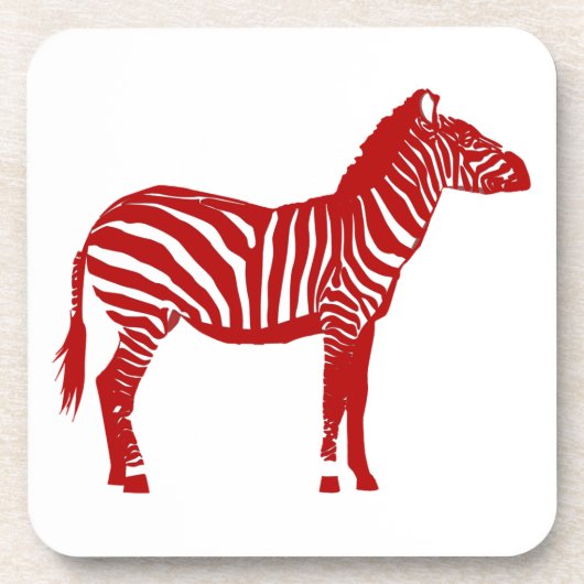 Zebra - Deep Red und White Untersetzer (Vorderseite)