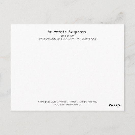 'Zebra der Wahrheit' Funky Mixed Media Postcard Postkarte (Rückseite)