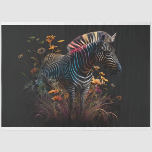 Zebra des Prismus der Blume der Farben Dekoupage Seidenpapier (Vorderseite)