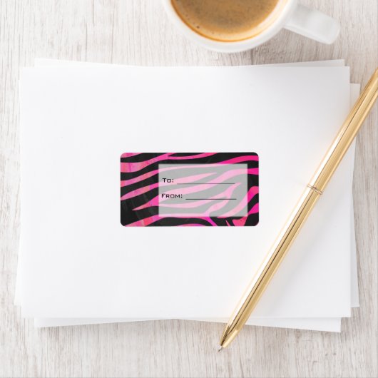 Zebra-Design für Schwarz und Heiß-Rosa Adressaufkleber (Insitu)
