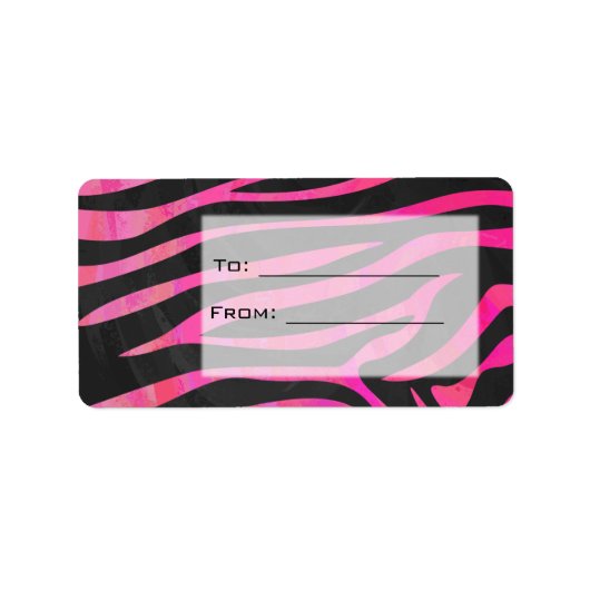 Zebra-Design für Schwarz und Heiß-Rosa Adressaufkleber (Vorne)