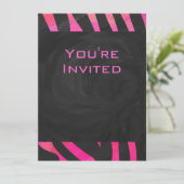 Zebra-Design für Schwarz und Heiß-Rosa Einladung (Stehend Vorderseite)