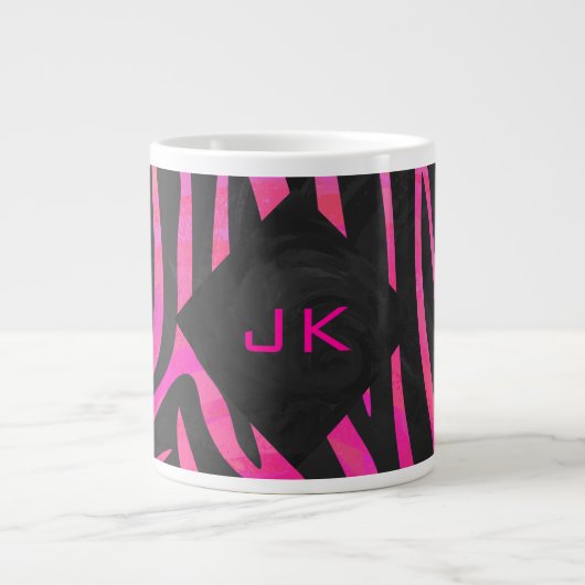 Zebra-Design für Schwarz und Heiß-Rosa Jumbo-Tasse (Vorderseite)