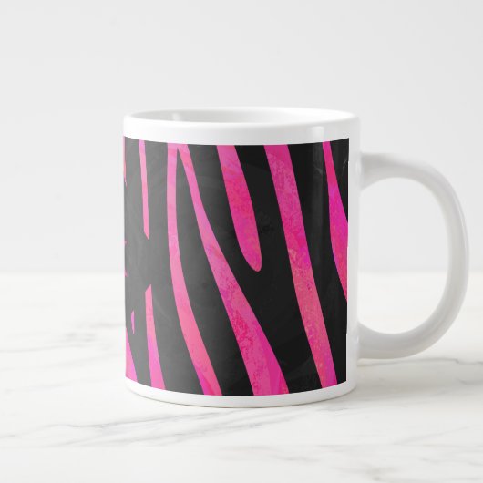 Zebra-Design für Schwarz und Heiß-Rosa Jumbo-Tasse (Rechts)