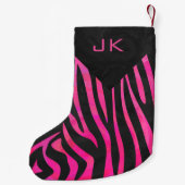 Zebra-Design für Schwarz und Heiß-Rosa Kleiner Weihnachtsstrumpf (Rückseite)