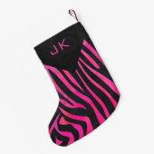 Zebra-Design für Schwarz und Heiß-Rosa Kleiner Weihnachtsstrumpf (Rückseite (Hängend))