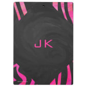 Zebra-Design für Schwarz und Heiß-Rosa Klemmbrett (Rückseite)