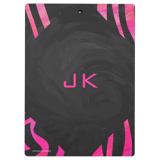 Zebra-Design für Schwarz und Heiß-Rosa Klemmbrett (Rückseite)