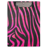 Zebra-Design für Schwarz und Heiß-Rosa Klemmbrett (Vorderseite)
