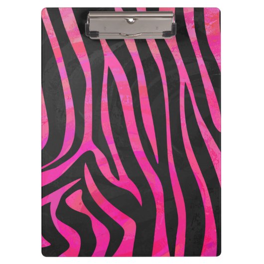 Zebra-Design für Schwarz und Heiß-Rosa Klemmbrett (Vorderseite)