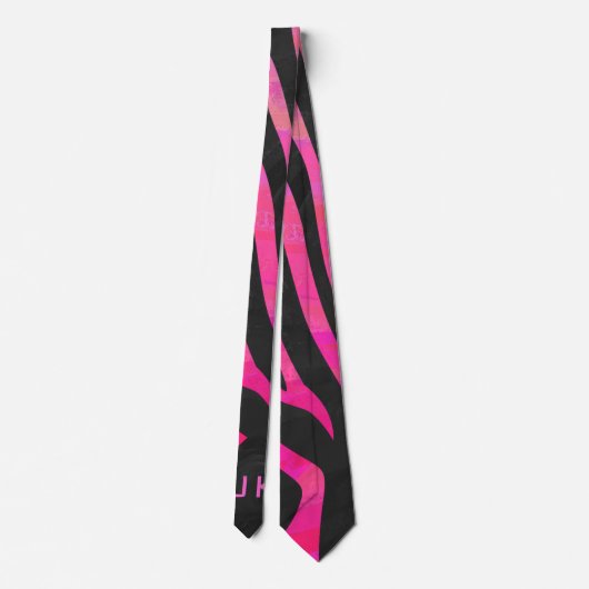 Zebra-Design für Schwarz und Heiß-Rosa Krawatte (Rückseite)